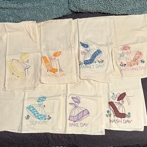 Embroidered Day of the Week Kitchen Towels